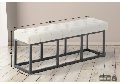 Taburete Pie de Cama Amun Tela & Negro Crema,120 cm