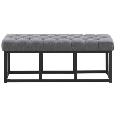Panca design AMUN in metallo nero opaco e tessuto grigio scuro,120 cm