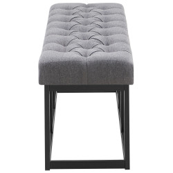 Panca design AMUN in metallo nero opaco e tessuto grigio scuro,120 cm
