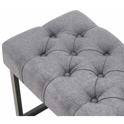 Panca design AMUN in metallo nero opaco e tessuto grigio scuro,120 cm