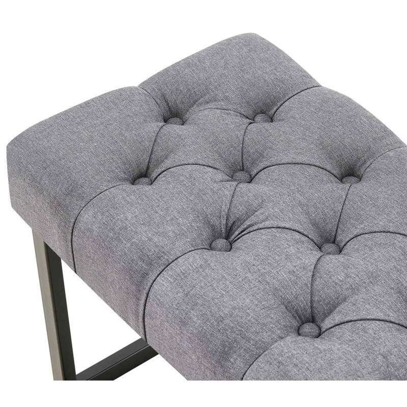 Panca design AMUN in metallo nero opaco e tessuto grigio scuro,120 cm