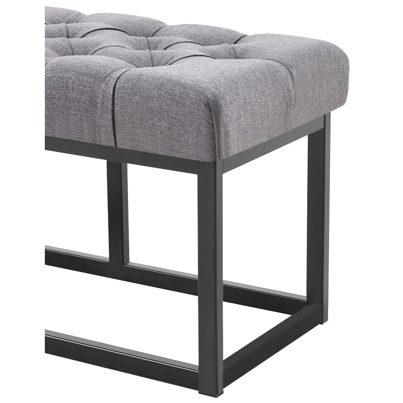 Panca design AMUN in metallo nero opaco e tessuto grigio scuro,120 cm