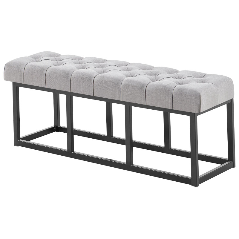 Taburete Pie de Cama Amun Tela & Negro Gris,120 cm