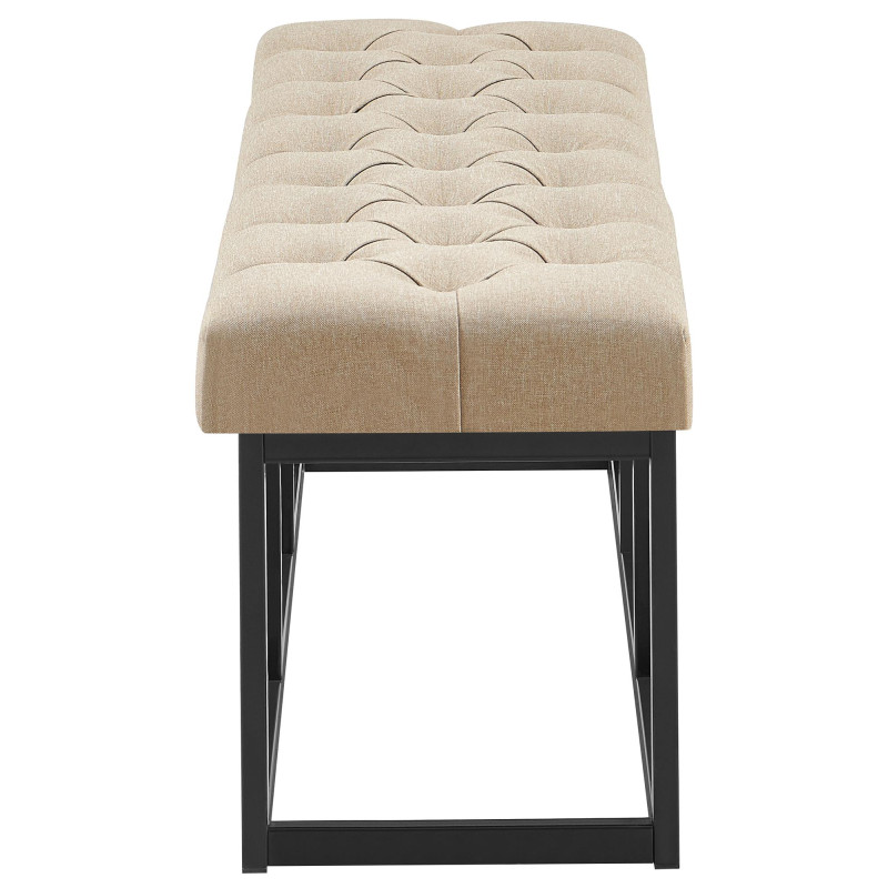 Panca design AMUN in metallo nero opaco e tessuto Tortora,120 cm