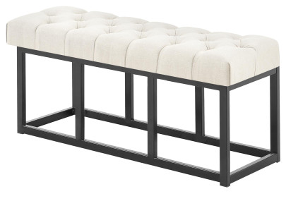 Taburete Pie de Cama Amun Tela & Negro Crema,100 cm