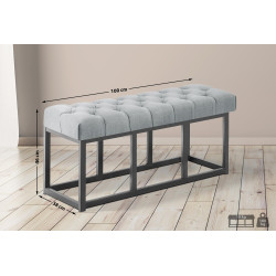 Taburete Pie de Cama Amun Tela & Negro Gris,100 cm