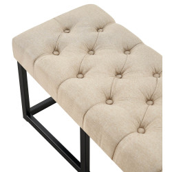 Panca design AMUN in metallo nero opaco e tessuto Tortora,100 cm