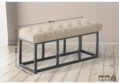 Taburete Pie de Cama Amun Tela & Negro Gris topo,100 cm