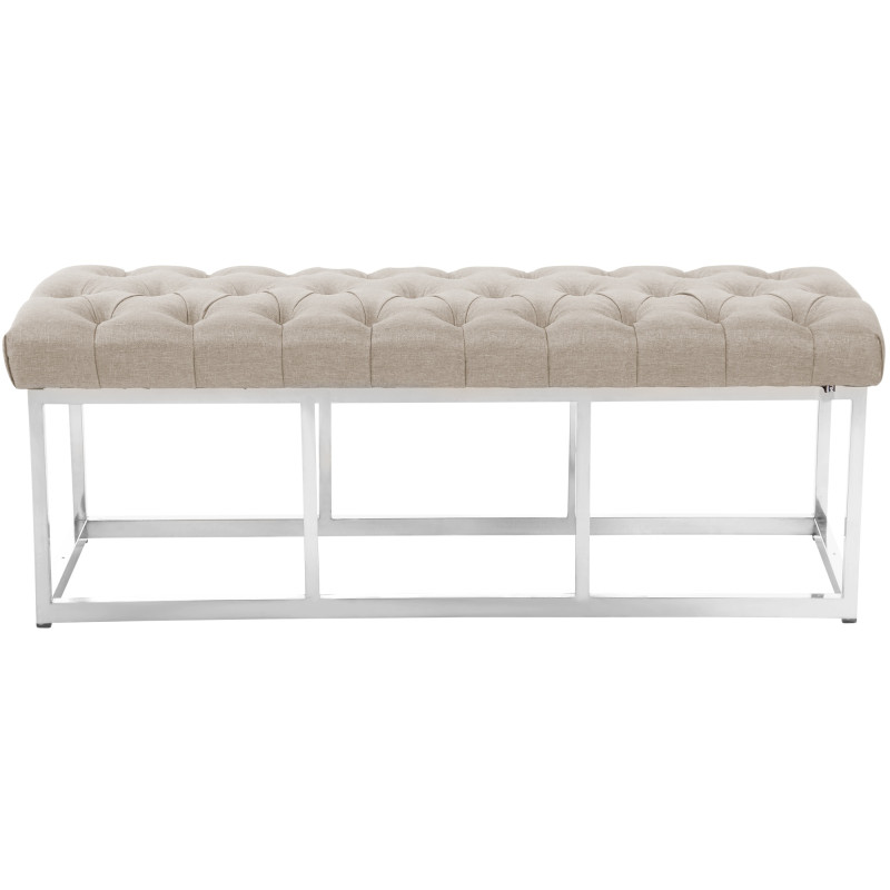 Taburete Pie de Cama Amun en Tela Crema,120 cm