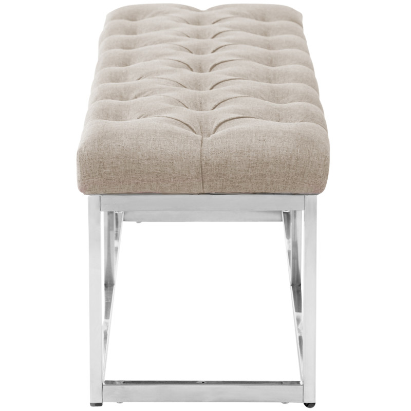 Taburete Pie de Cama Amun en Tela Crema,120 cm