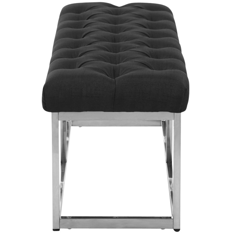 Panca AMUN in tessuto e acciaio inox grigio scuro,120 cm