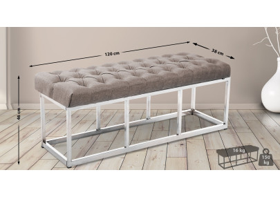 Taburete Pie de Cama Amun en Tela Gris topo,120 cm