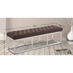Taburete Pie de Cama Amun en Tela Marrón,150 cm