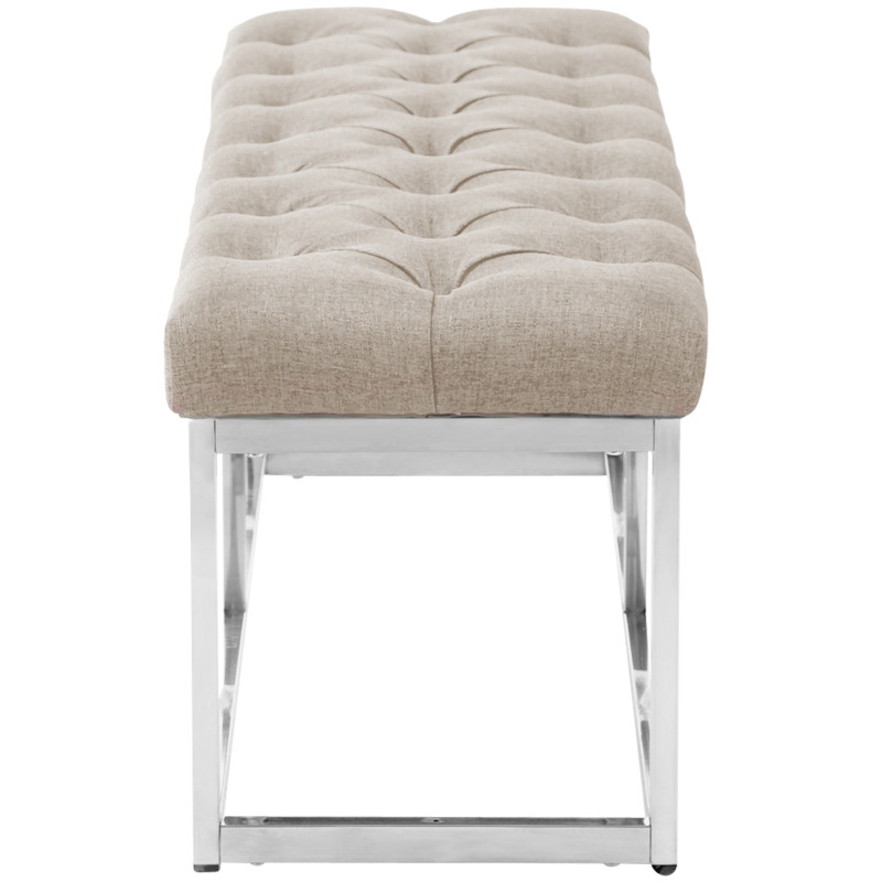 Taburete Pie de Cama Amun en Tela Crema,150 cm