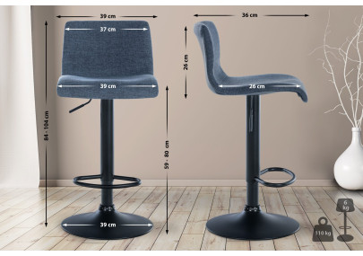 Tabouret de bar Branford en tissu bleu