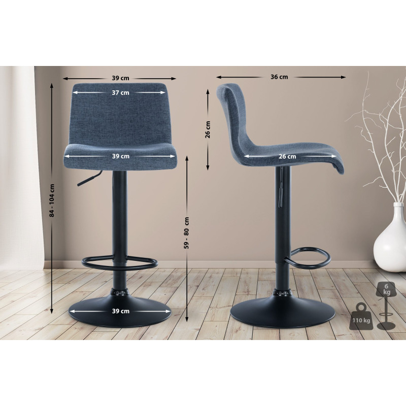 Tabouret de bar en tissu Branford bleu
