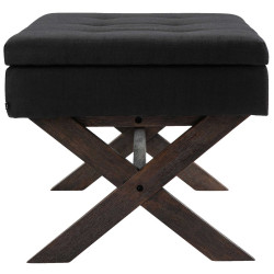 Banco Namaro tapizado en tela con almacenamiento Negro,Antiguo