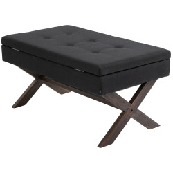 Panca con vano contenitore Namaro In Tessuto nero,antico