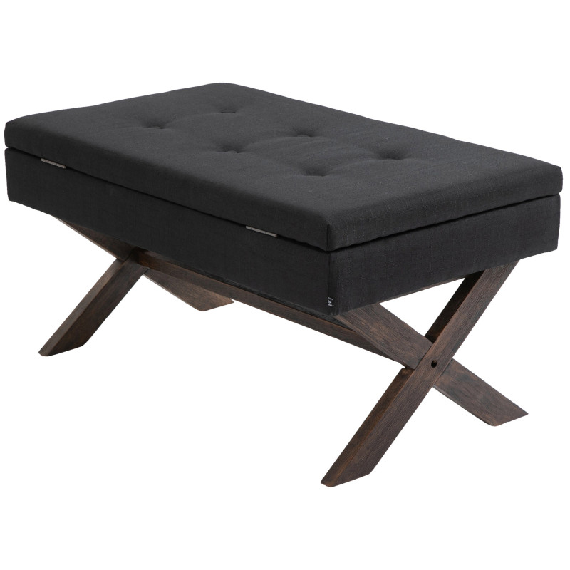 Banco Namaro tapizado en tela con almacenamiento Negro,Antiguo