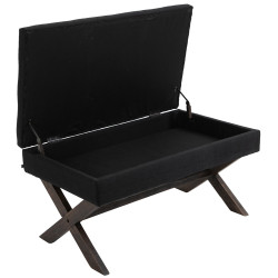 Banco Namaro tapizado en tela con almacenamiento Negro,Antiguo