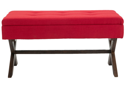 Banco Namaro tapizado en tela con almacenamiento Rojo,Antiguo