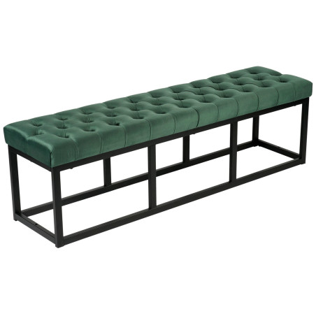 Banc en velours Polson, noir, 150 cm, vert