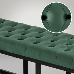 Banc en velours Polson, noir, 150 cm, vert