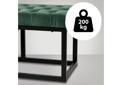 Banc en velours Polson, noir, 150 cm, vert