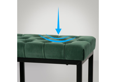 Banc en velours Polson, noir, 150 cm, vert