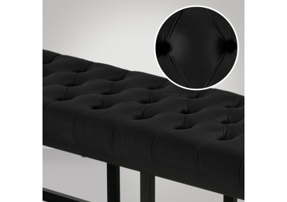 Banc en velours Polson, noir, 150 cm