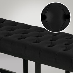 Banc en velours Polson, noir, 150 cm
