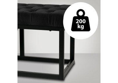 Banc en velours Polson, noir, 150 cm