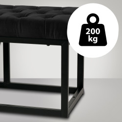 Banc en velours Polson, noir, 150 cm