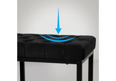 Banc en velours Polson, noir, 150 cm