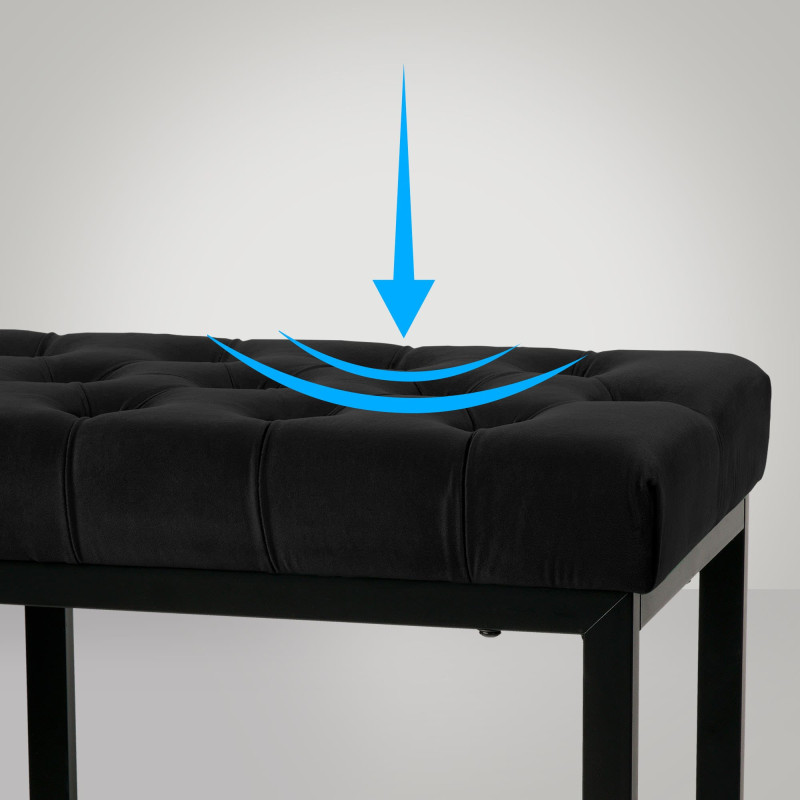 Banc en velours Polson, noir, 150 cm