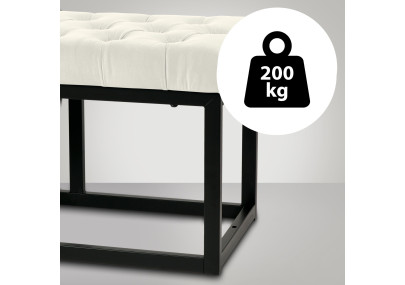 Banc Polson en velours noir, 150 cm, crème
