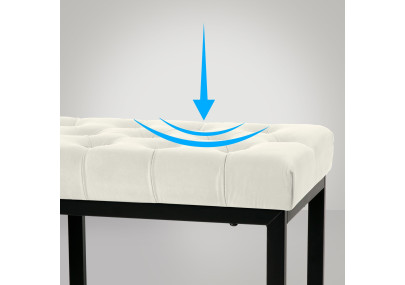 Banc Polson en velours noir, 150 cm, crème