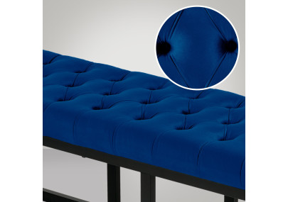 Banc en velours Polson, noir, 120 cm, bleu