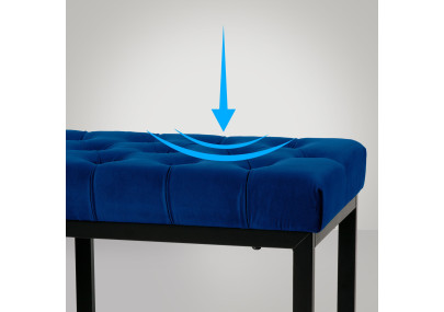 Banc en velours Polson, noir, 120 cm, bleu