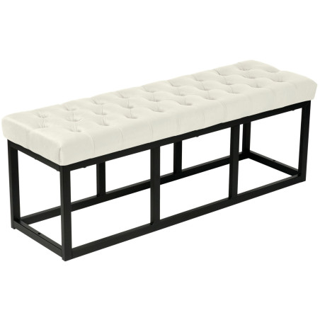Banc Polson en velours noir, 120 cm, crème