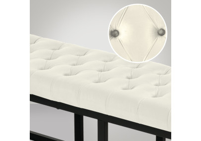 Banc Polson en velours noir, 120 cm, crème