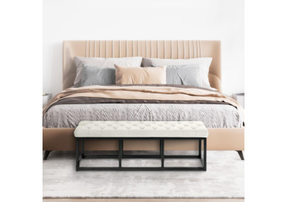 Banc Polson en velours noir, 120 cm, crème