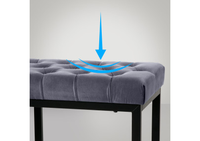 Banc en velours Polson, noir, 120 cm, gris