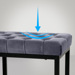 Banc en velours Polson, noir, 150 cm, gris