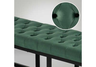 Banc en velours Polson, noir, 120 cm, vert
