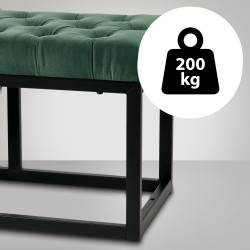 Banc en velours Polson, noir, 120 cm, vert