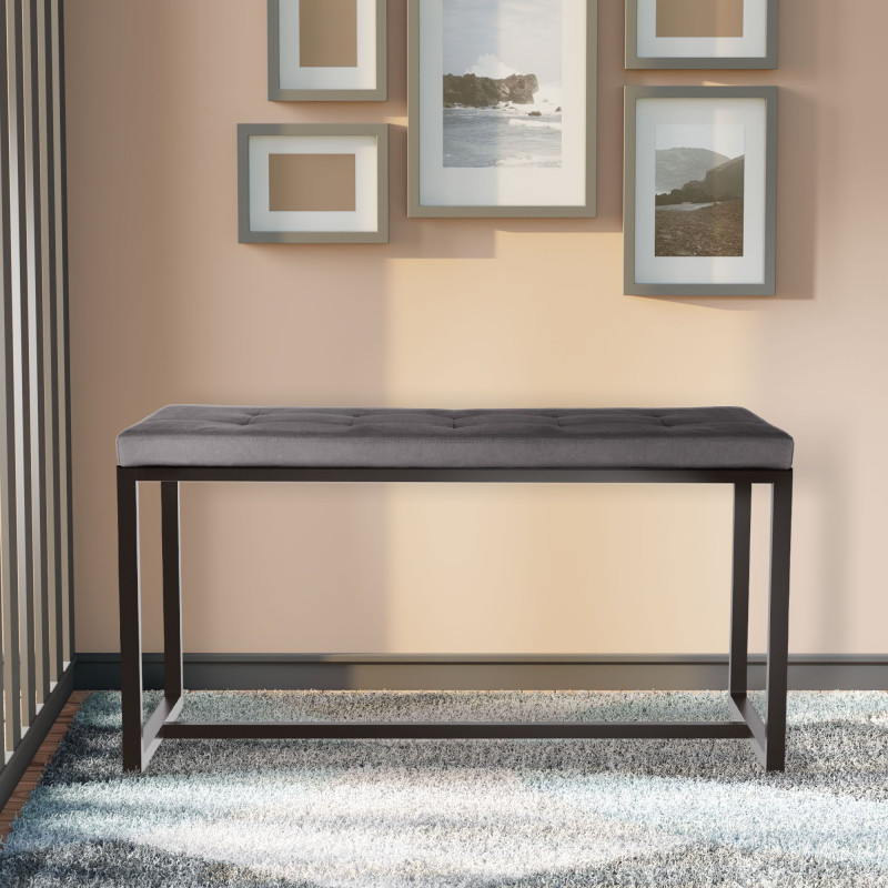 Banquette Barci B, velours, gris foncé