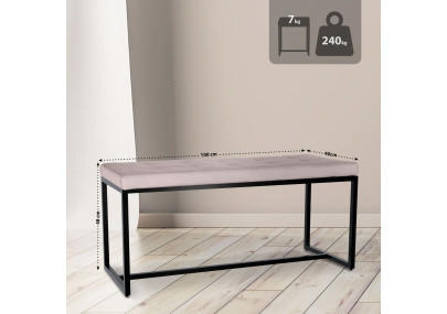 Banquette Barci B, velours gris clair