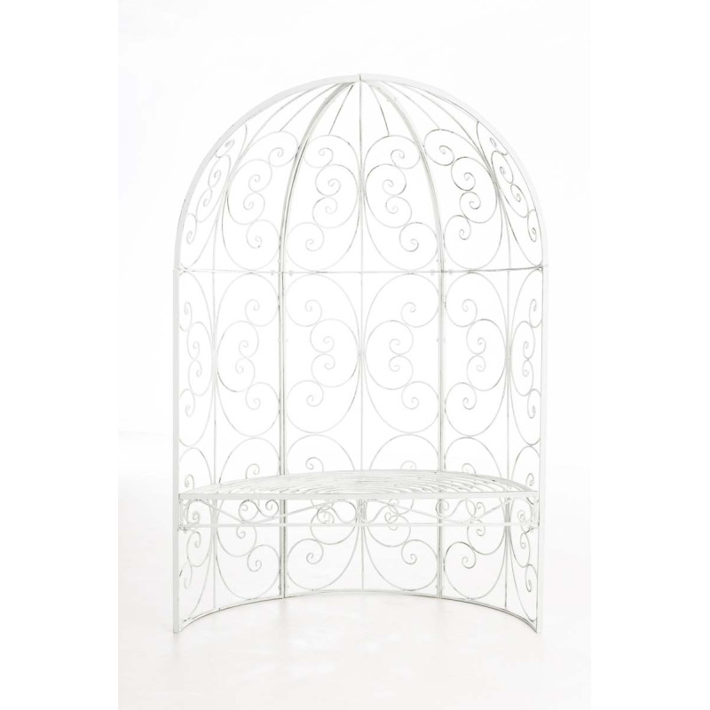 Pavillon semi-ouvert Rosie avec banc blanc antique