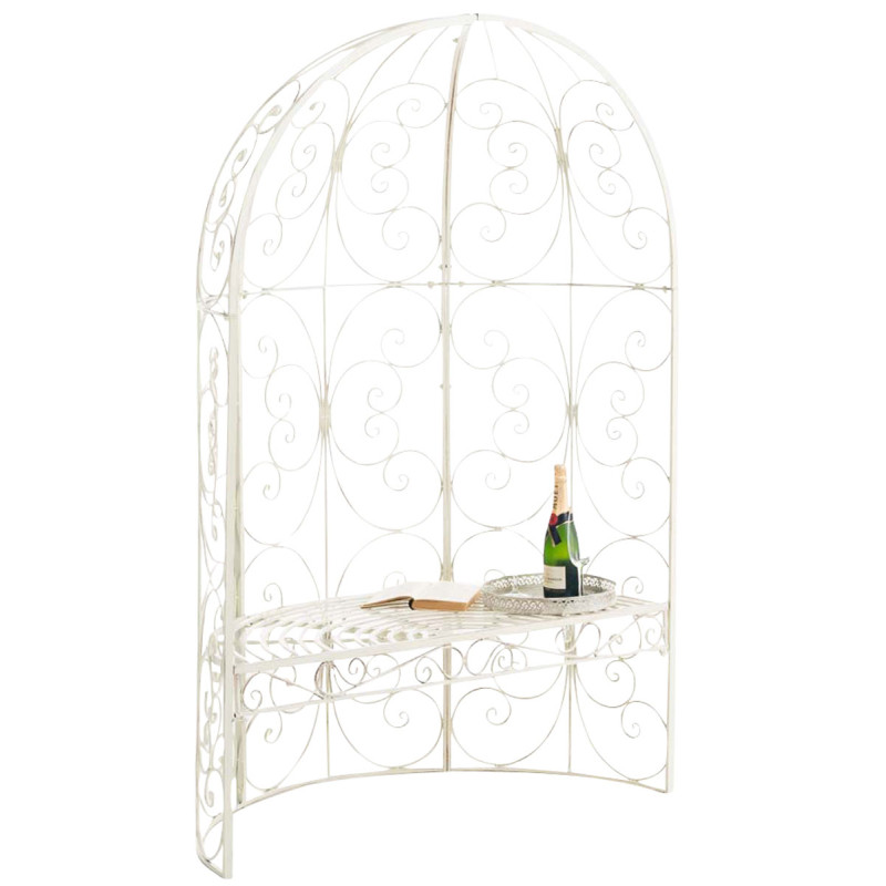 Pavillon Rosie semi-enterr? avec banc ancien couleur cr?me